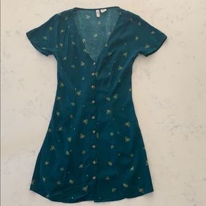 Sky & Sparrow Dark Green Button-Up Dress